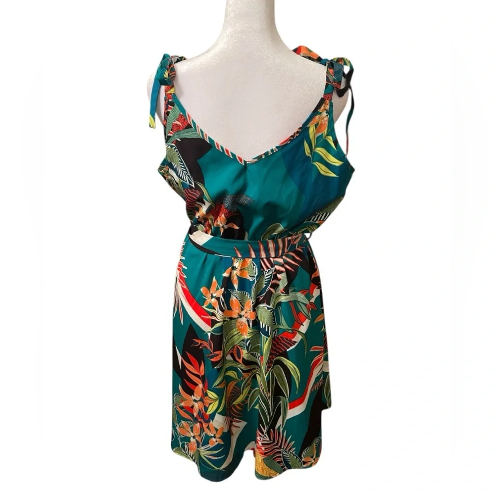 SHEIN VCAY Vacation Tropical Printed Spaghetti Strap Dress Size Large - Picture 9 of 13